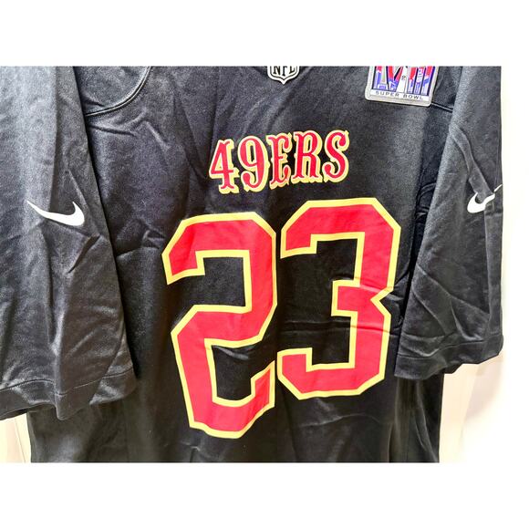 Chistian McCaffrey 49ers Mens 2XL Super Bowl LVlll Game Nike Jersey NEW w/tags - Picture 3 of 7